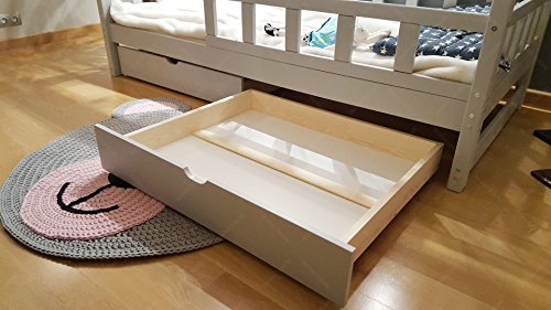 Oliveo HAUSBETT KINDERHAUS Bett für Kinder,Kinderbett Spielbett mit SICHERHEITBARRIEREN und Schublade (200 x 140 cm, Natural Wood) - 6