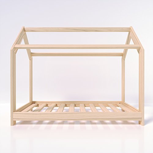 MSS® Kinder Hausbett 160 x 80 cm Kiefer aus Holz Spielbett inkl. Lattenrost - 5